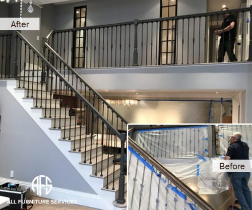 Banisters-Spindles-Stair-cases-wood-work-furniture-restoration-color-change-stain-finish-clear-coat-refinishing